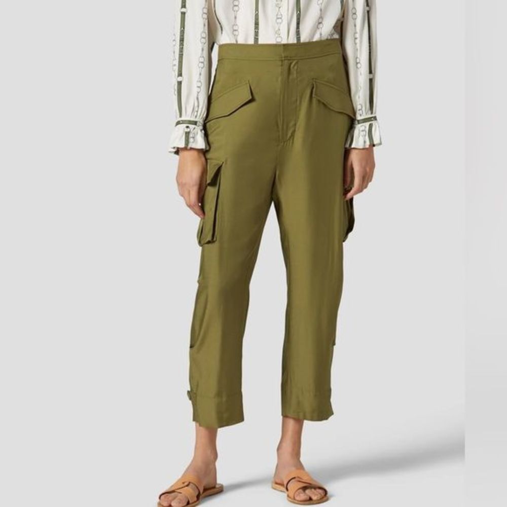 Equipment Green Silk Cargo Trousers